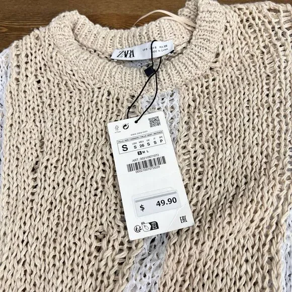 ZARA COMBINATION KNIT SWEATER 0021/007‎ Size Small NWT - Picture 5 of 7